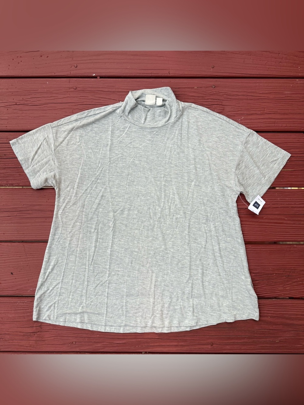 GAP Light Gray Short Sleeve Mock Neck Tee